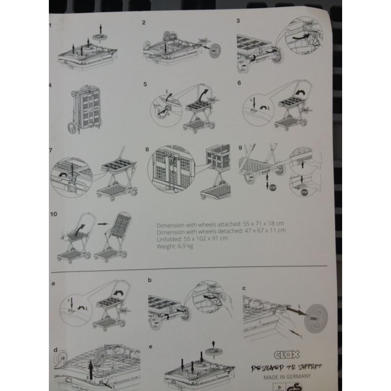 2 tier folding trolley Simple push button for effortless folding