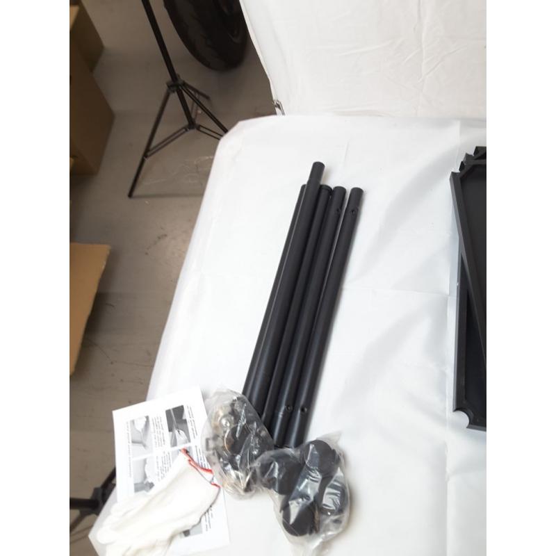 4-Tier Stainless Steel Shelving Unit with Wheels 50x35x4, Adjustable Utility Shelf Cart for Kitchen Office Home, Multi-Purpose Organizer Rack (Black)