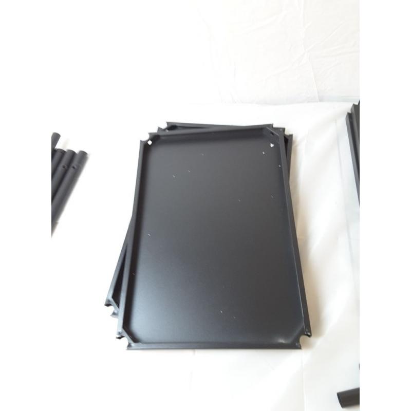 4-Tier Stainless Steel Shelving Unit with Wheels 50x35x4, Adjustable Utility Shelf Cart for Kitchen Office Home, Multi-Purpose Organizer Rack (Black)