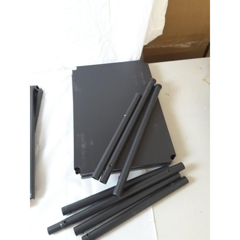 4-Tier Stainless Steel Shelving Unit with Wheels 50x35x4, Adjustable Utility Shelf Cart for Kitchen Office Home, Multi-Purpose Organizer Rack (Black)