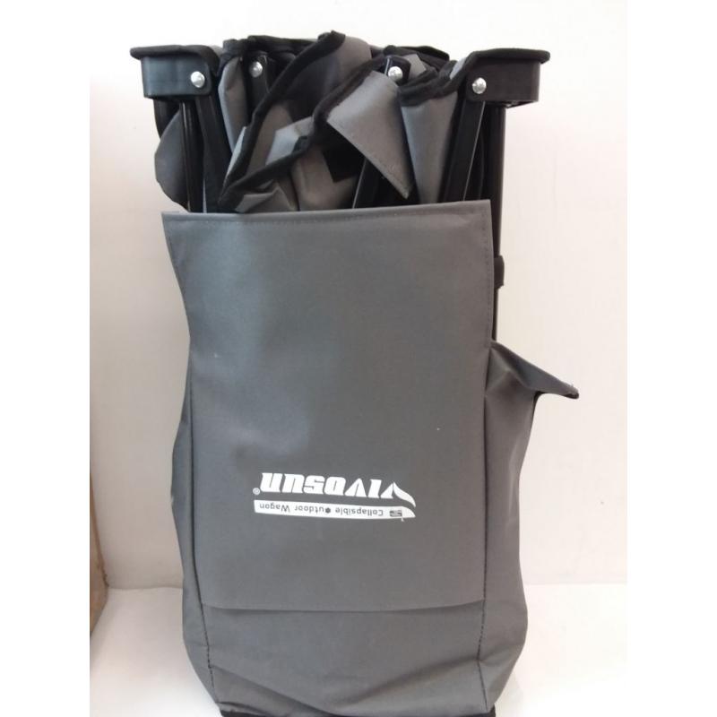 Heavy Duty Folding Collapsible Wagon Utility Outdoor Camping Cart with Universal Wheels & Adjustable Handle, Gray