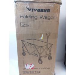 Heavy Duty Folding Collapsible Wagon Utility Outdoor Camping Cart with Universal Wheels & Adjustable Handle, Gray