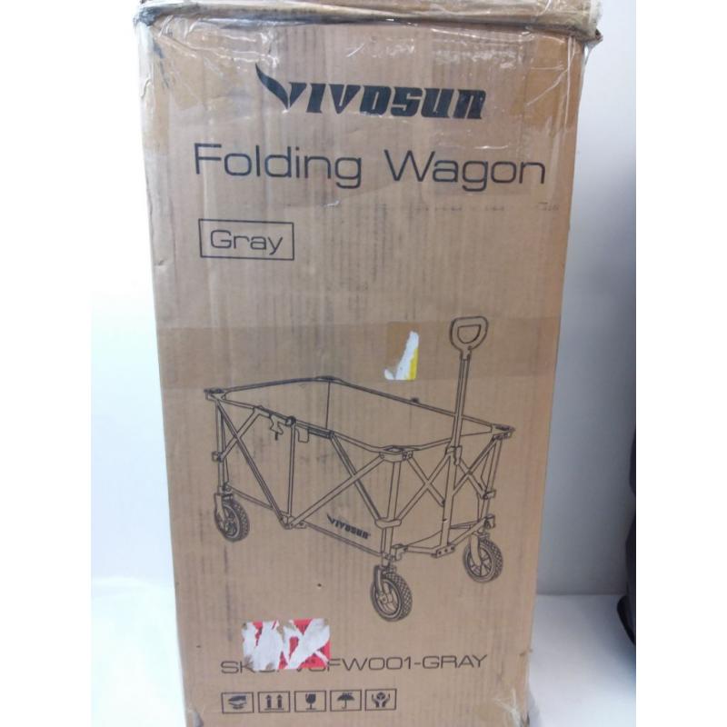 Heavy Duty Folding Collapsible Wagon Utility Outdoor Camping Cart with Universal Wheels & Adjustable Handle, Gray