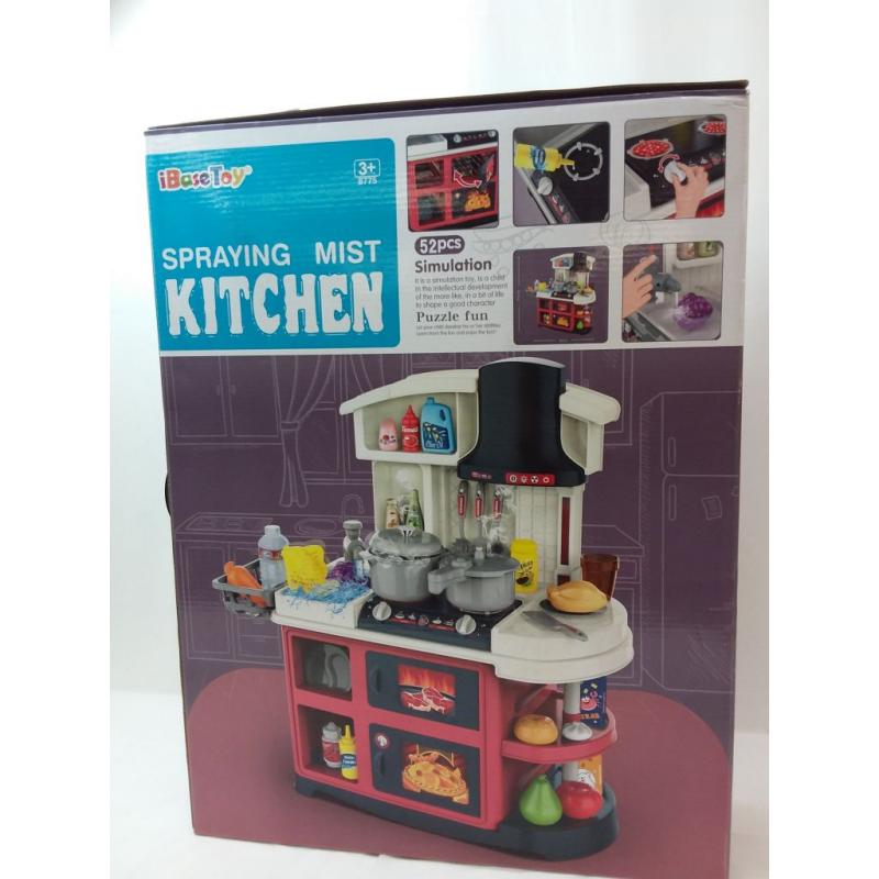 Toy Kitchen Playset - Kids Play Kitchen with Light & Sounds- Ibasetoy