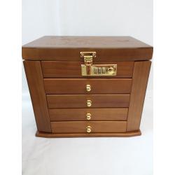 Wooden Jewelry Box Organizer with Combination Lock