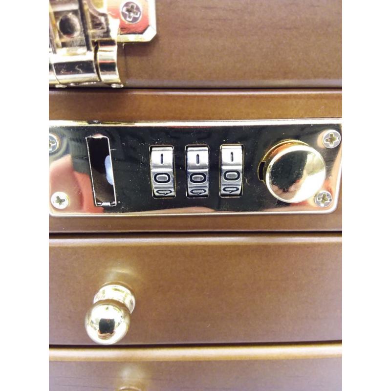 Wooden Jewelry Box Organizer with Combination Lock