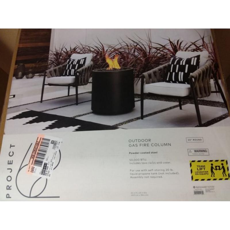 Round Metal Fire Column - Black - Project 62