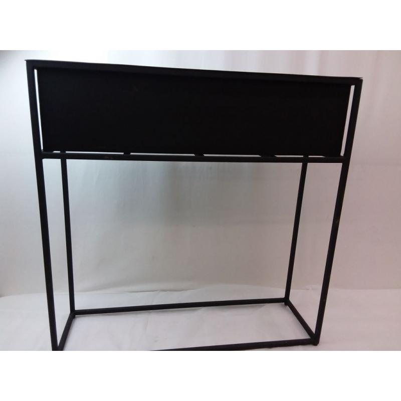 28.3 Indoor/outdoor Rectangular Metal Planter With Stand Black - Project 62