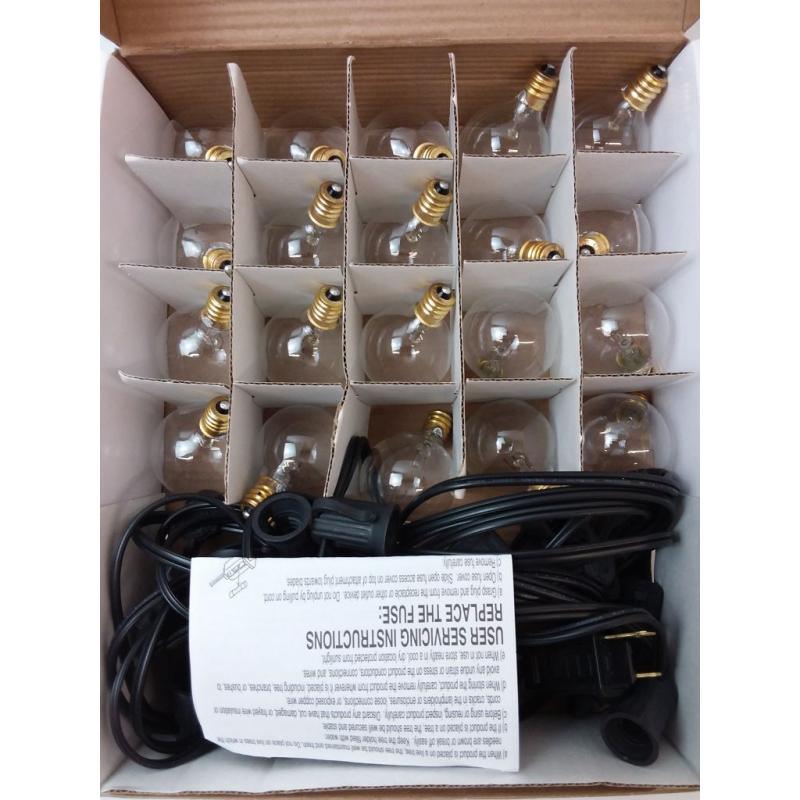 20ct Incandescent Outdoor String Lights G40 Clear Bulbs
