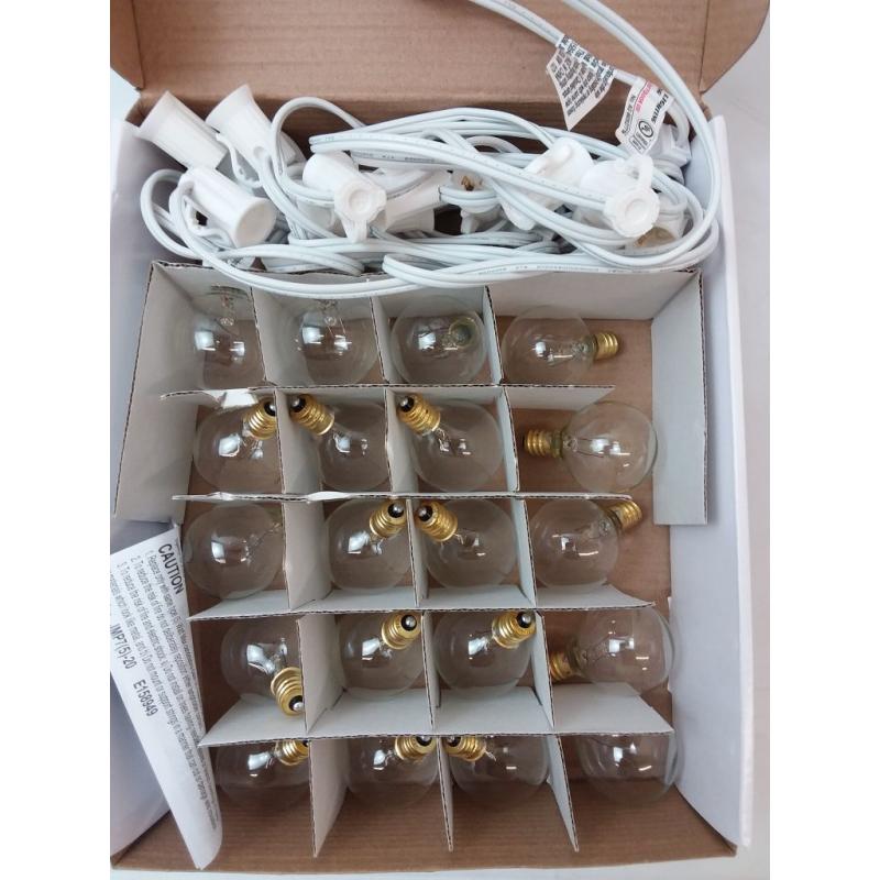 20ct Incandescent Outdoor String Lights G40 Clear Bulbs