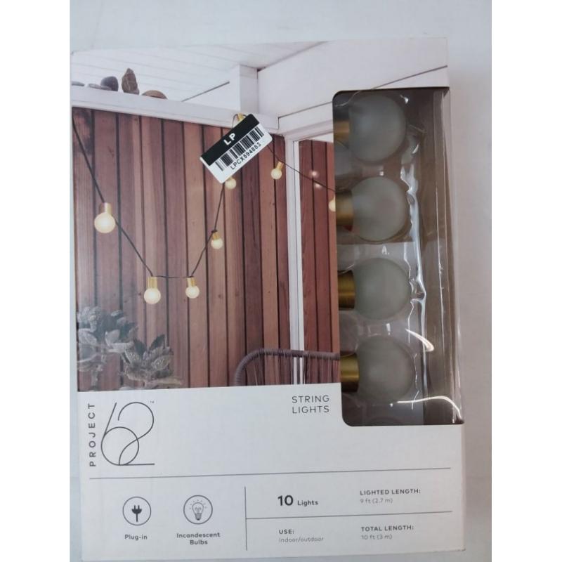 10ct Incandescent Outdoor String Lights G40 Frosted White Bulbs