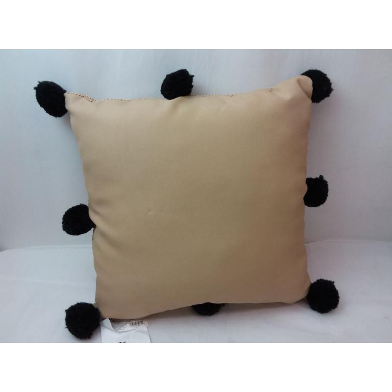 Hermosa Poms Outdoor Throw Pillow Light Brown