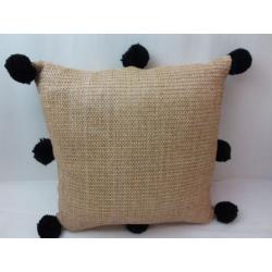 Hermosa Poms Outdoor Throw Pillow Light Brown