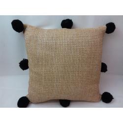 Hermosa Poms Outdoor Throw Pillow Light Brown