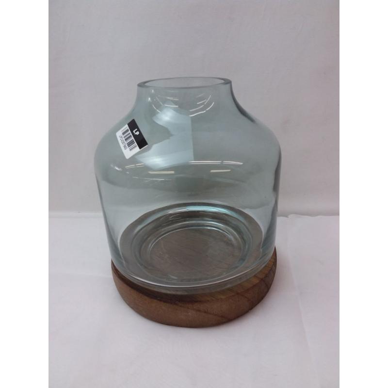 Recycled Glass/Wood Terrarium Blue