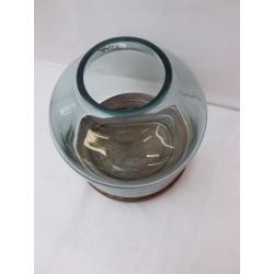 Recycled Glass/Wood Terrarium Blue