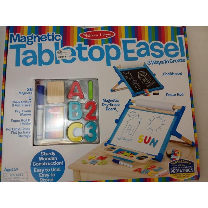 Double-Sided Magnetic Tabletop Art Easel - Dry-Erase Board and Chalkboard