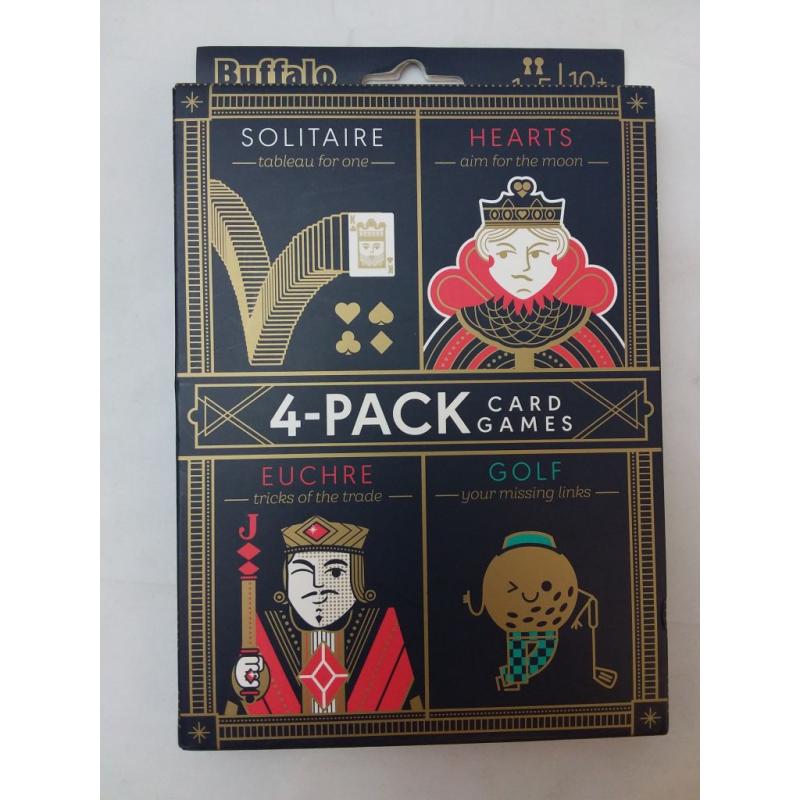 Solitaire, Hearts, Euchre, Golf Card Games 4pk