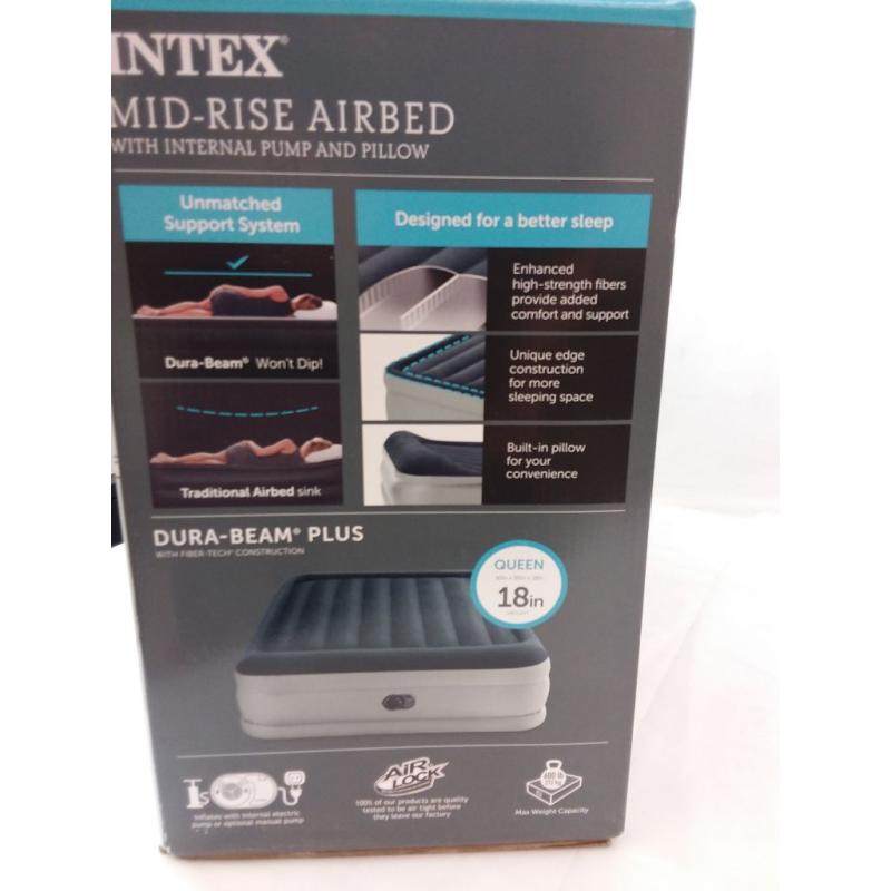 Intex Elevated 18 Premium Comfort Queen Air Mattress with Internal Pump