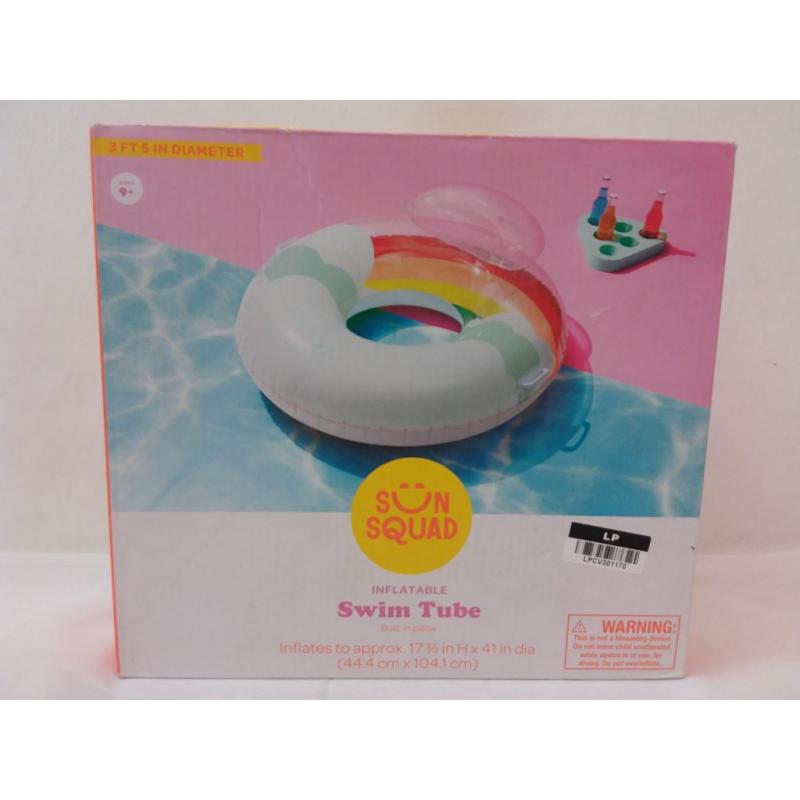 Rainbow Tube With Pillow Water Float - Sun Squad