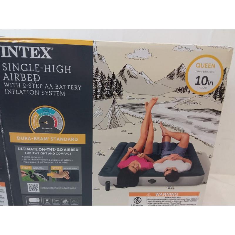 10 Queen Size Air Mattress with 2-Step AA Battery Inflation Pump System