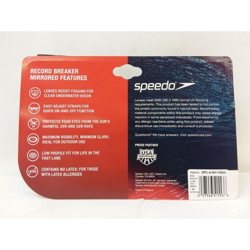 Speedo Adult Record Breaker Goggles - Peacoat/clear/gold