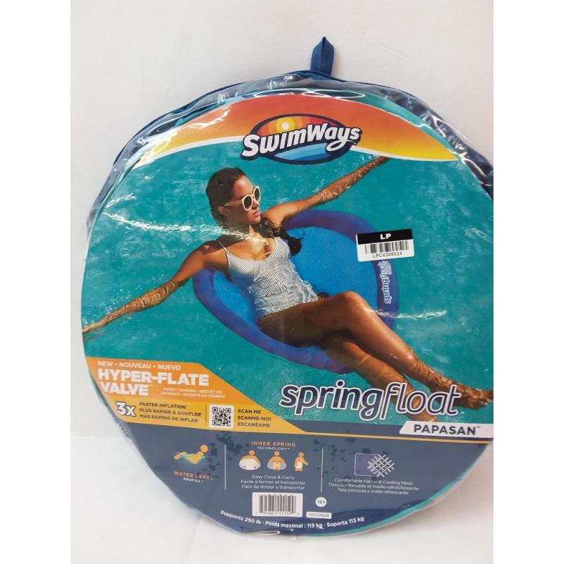 Swimways Spring Float Papasan Pool Lounger With Hyper-flate Valve - Blue