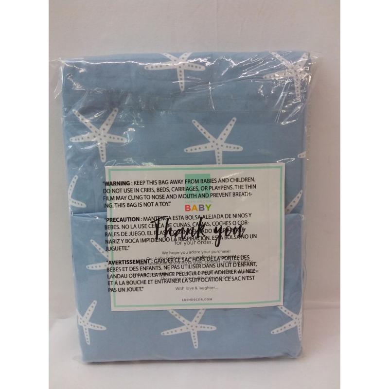 84x52 Seaside Starfish Blackout Window Curtain Panel Blue - Lush Decor