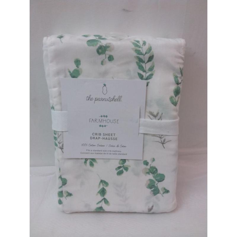 The Peanutshell Fitted Crib Sheet - Floral Leaves