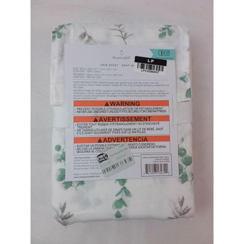 The Peanutshell Fitted Crib Sheet - Floral Leaves