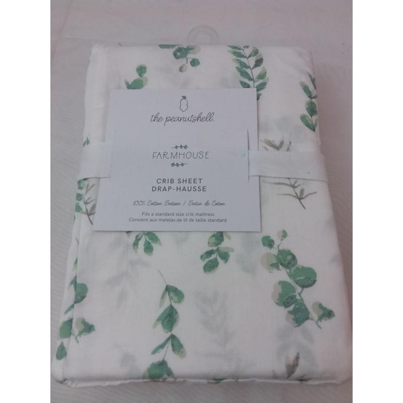 The Peanutshell Fitted Crib Sheet - Floral Leaves