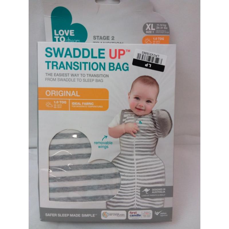 Love To Dream Swaddle Wrap adaptive UP Transition Bag Original - Gray Stripe XL