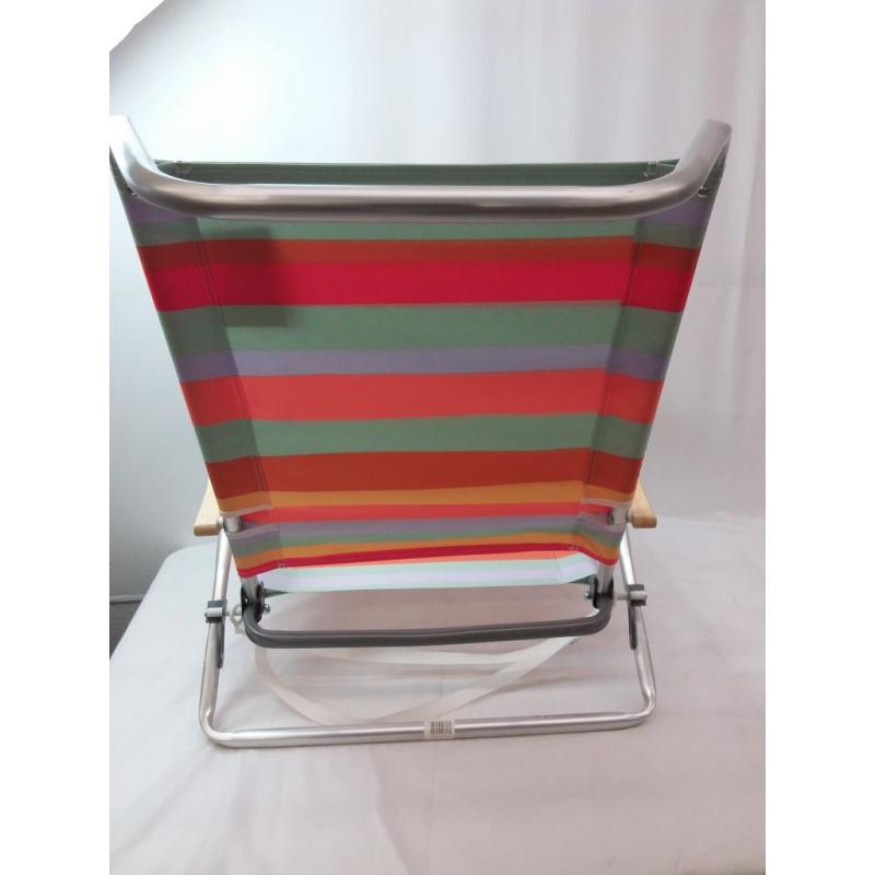 5 Position Patio Chair With Aluminum Frame & Wood Arms Striped - Sun Squad