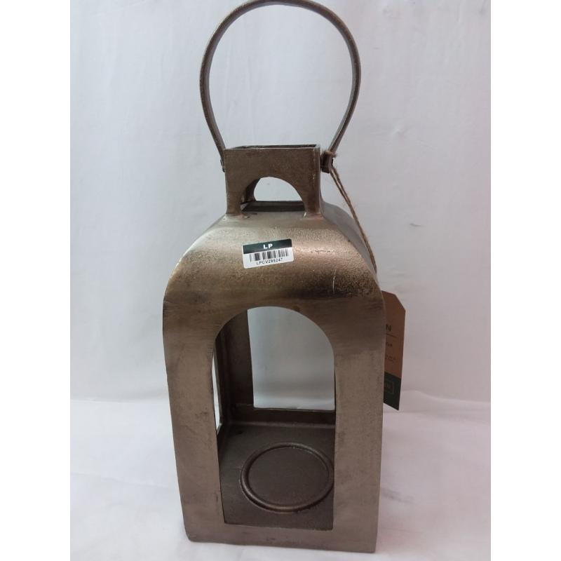 Small Cast Metal Outdoor Lantern Pillar Candle Holder Gold - Smith & Hawken