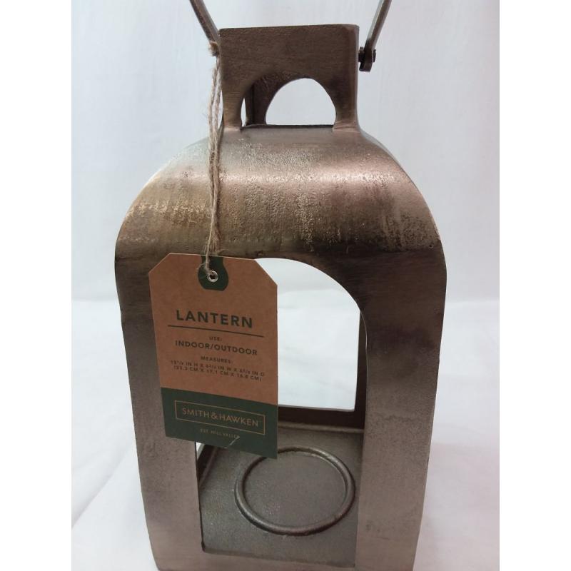 Small Cast Metal Outdoor Lantern Pillar Candle Holder Gold - Smith & Hawken