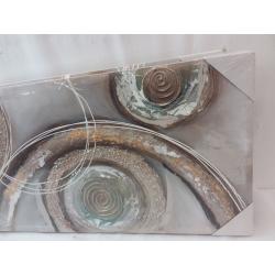 Fabulous Décor-2 Large Modern Abstract Gold Silver Wide 3D Hand-Painted Artwork