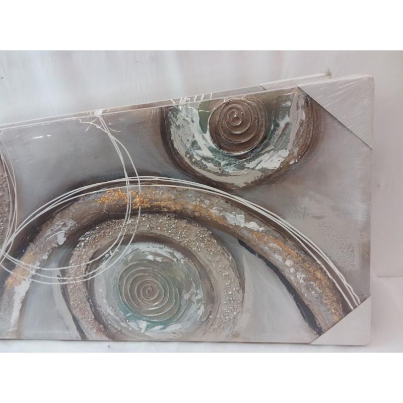 Fabulous Décor-2 Large Modern Abstract Gold Silver Wide 3D Hand-Painted Artwork