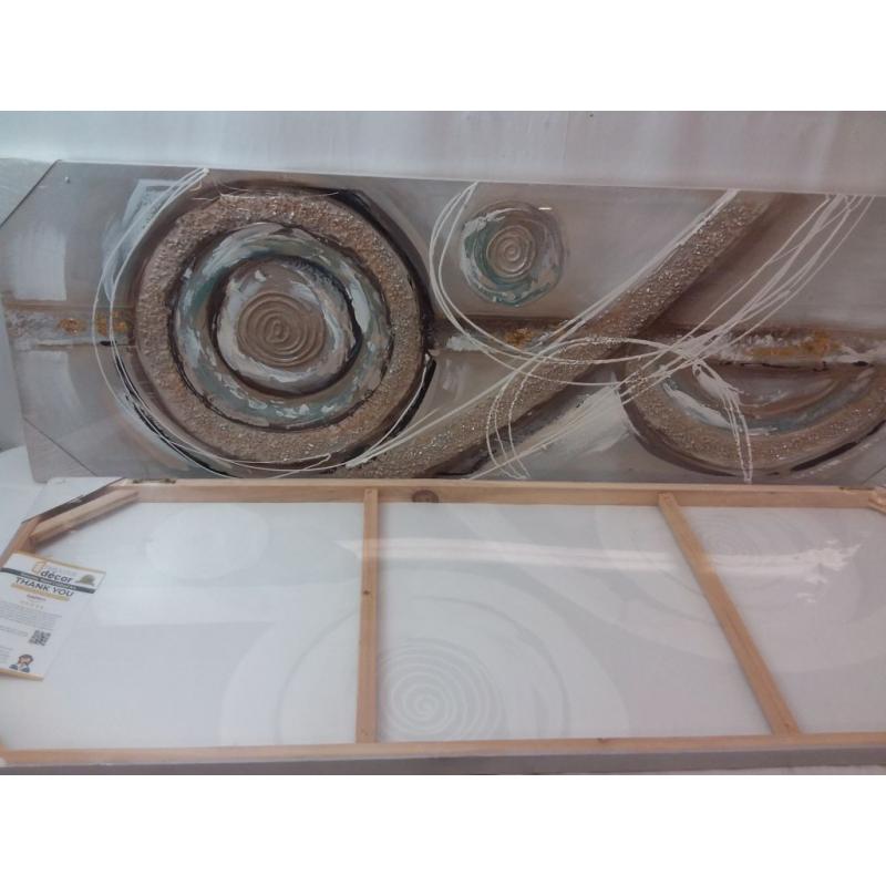 Fabulous Décor-2 Large Modern Abstract Gold Silver Wide 3D Hand-Painted Artwork