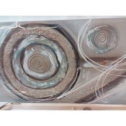 Fabulous Décor-2 Large Modern Abstract Gold Silver Wide 3D Hand-Painted Artwork