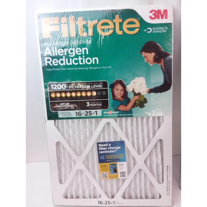 Filtrete 16x25x1, Allergen Reduction HVAC Furnace Air Filter, 1200 MPR, 1 Filter