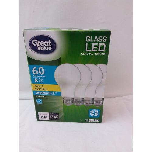 GREAT VALUE LED Light Bulbs 84 60W Soft White Dimmable