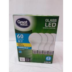 GREAT VALUE LED Light Bulbs 106 60W Soft White Dimmable