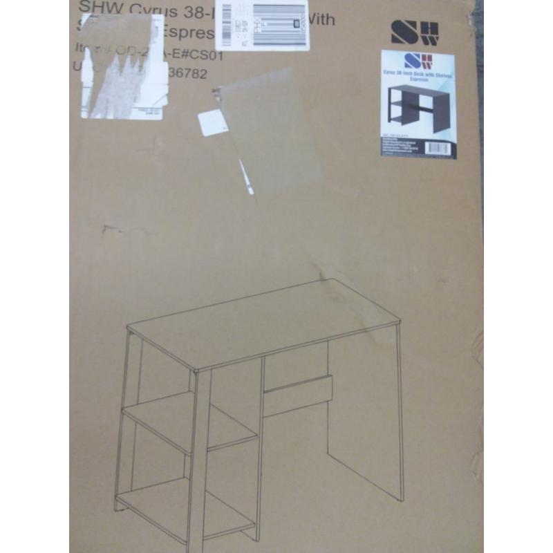 38 Desk With Shelves- Espresso