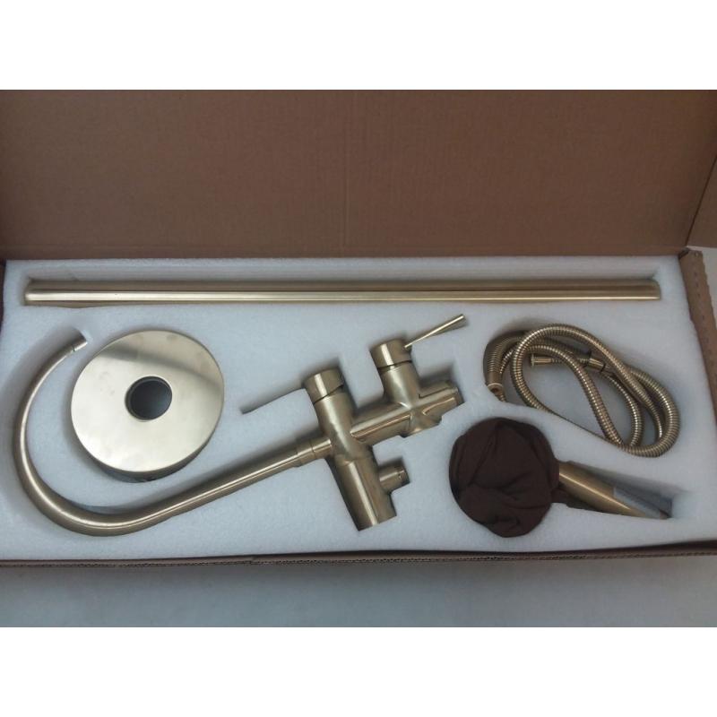 Freestanding bathtub faucet/hand shower- Gold