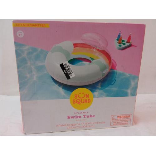 Rainbow Tube With Pillow Water Float - Sun Squad