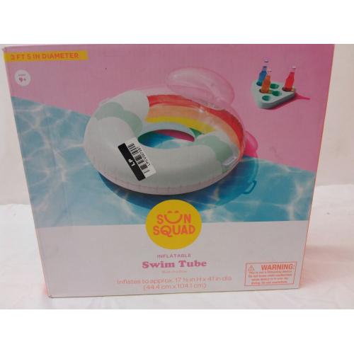 Rainbow Tube With Pillow Water Float - Sun Squad