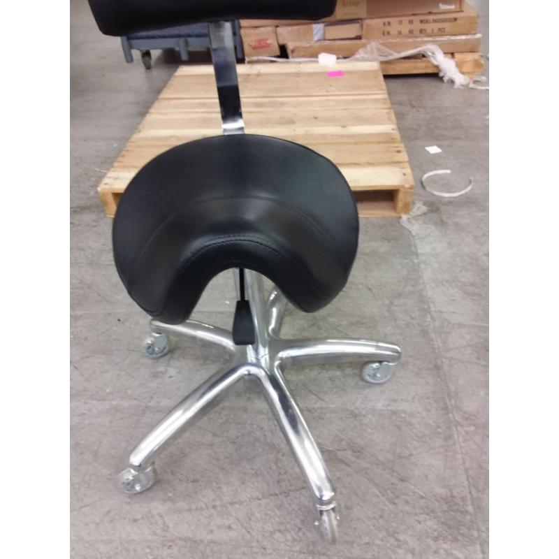 Ergonomic Rolling Saddle Stool with Back, Saddle Chair with Wheels Hydraulic