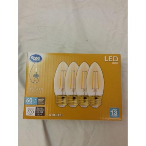 Edison Lightbulb Led 60 Watt 4 Count