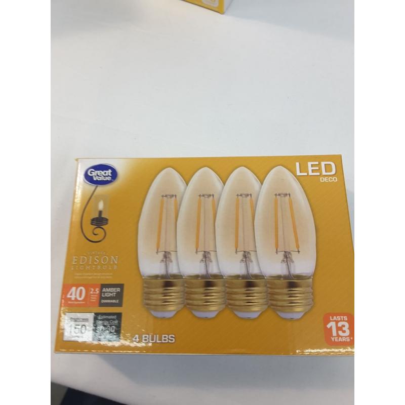Great Value Edison Lightbulb Led 40 Watt 4 Count Deco Amber Light