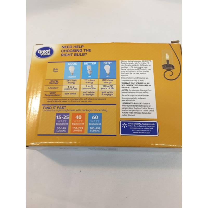 Great Value Edison Lightbulb Led 40 Watt 4 Count Deco Amber Light